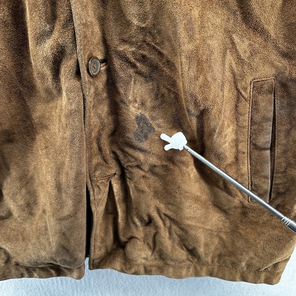 Vintage Merona Suede Leather Coat Jacket Men's Large Cowhide Quilted Brown - Picture 6 of 16